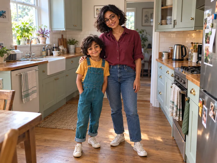 Illustrative photo of Rowan and Aunt June standing together in a kitchen